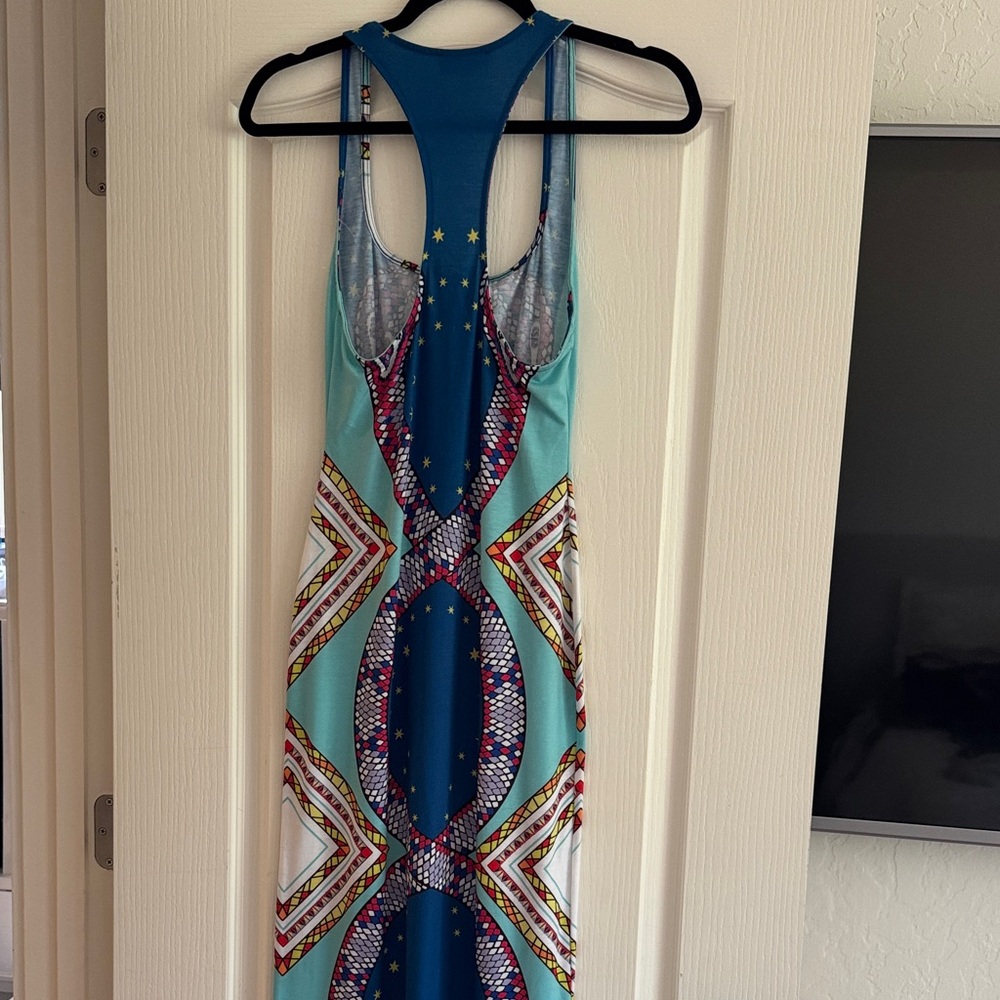 Mara Hoffman Teal & Deep Blue Geometric Racerback Snake Maxi Dress - Picture 4 of 5